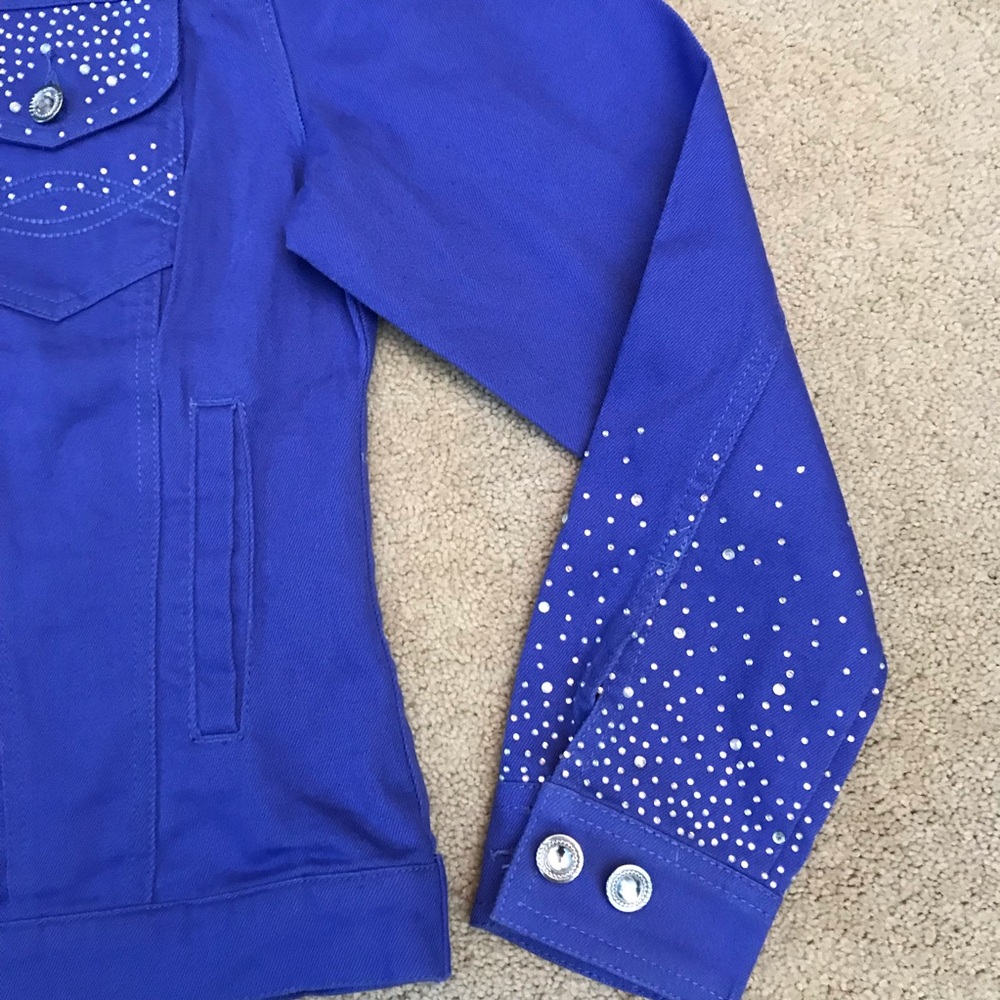 Ethyl Denim Blue Jean Jacket Womens Small Bedazzled Bling Rhinestones Cowgirl - Picture 9 of 11